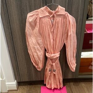 Peach Long-Sleeve Summer/Pool Dress with Belt